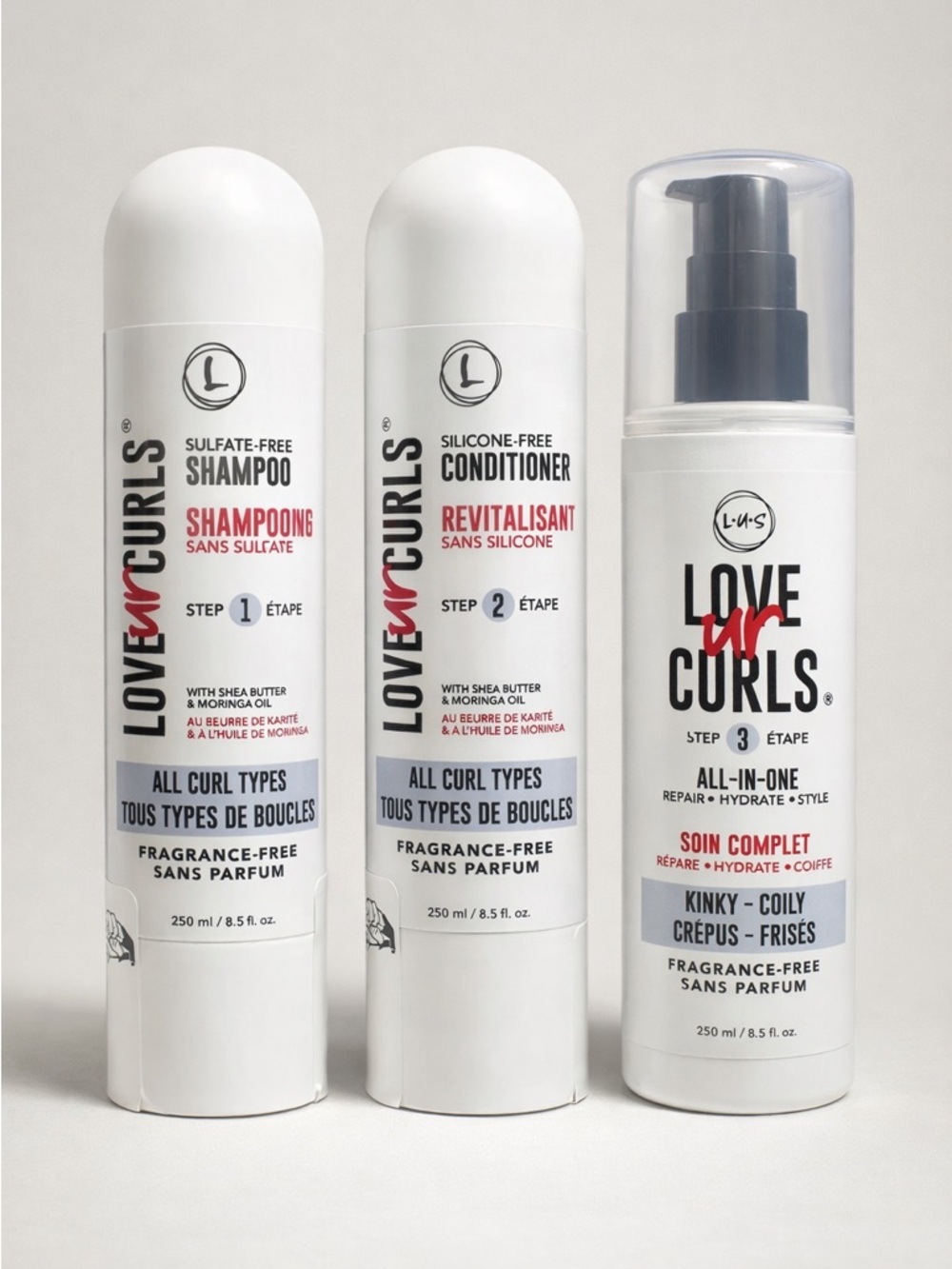 LOVE UR CURLS 3-Step System Kinky Coily Hydrating Curl Care Set